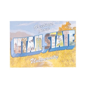 Greetings from utah state university postcard